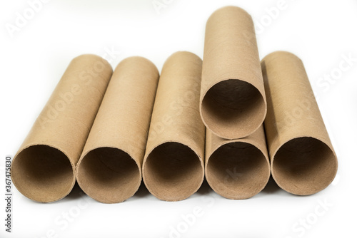 Long paper rolls on a white background. Conceptual and environmental.