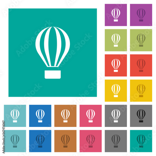 Air balloon square flat multi colored icons