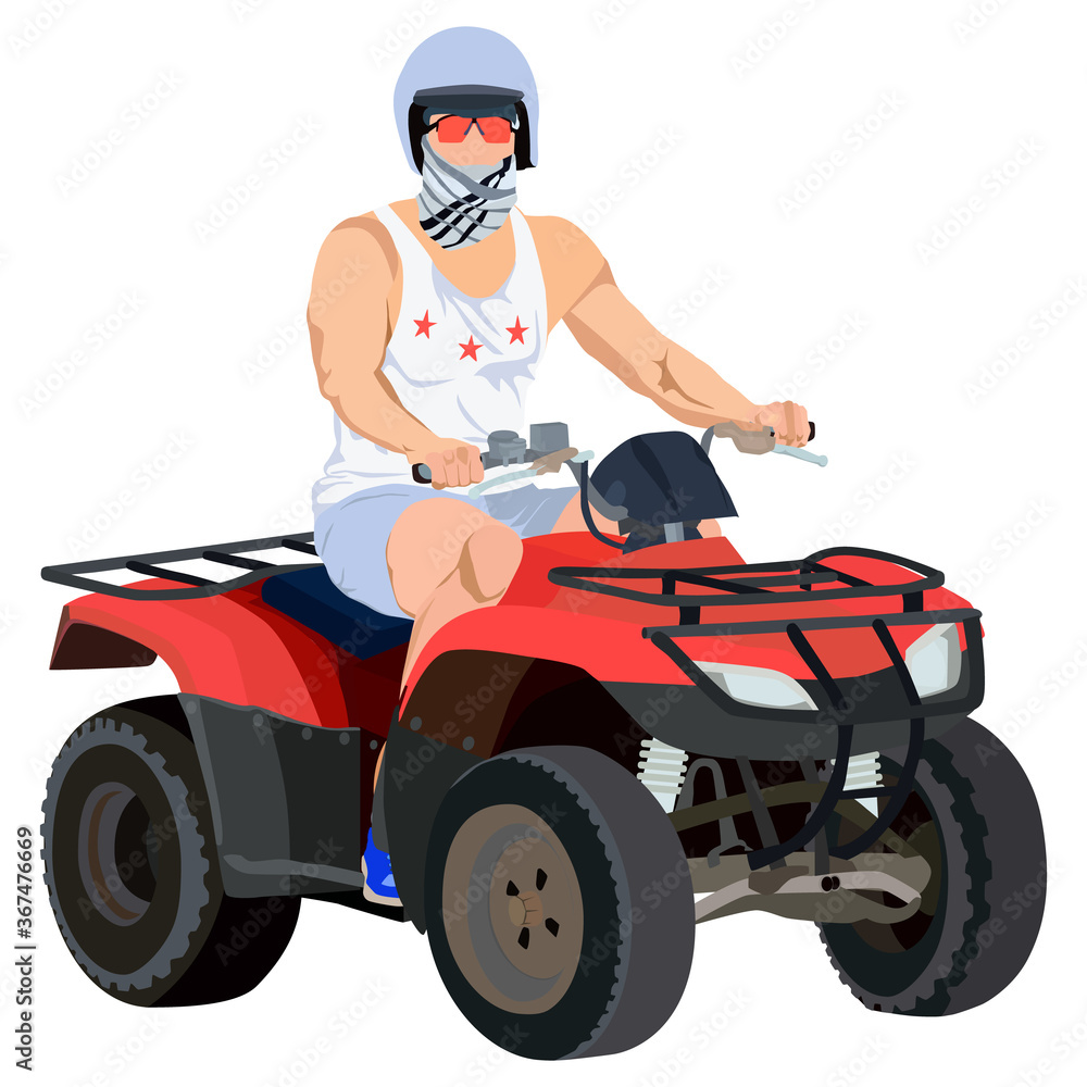 All terrain vehicle rider, vector flat illustration All terrain vehicle rider, vector flat illustration