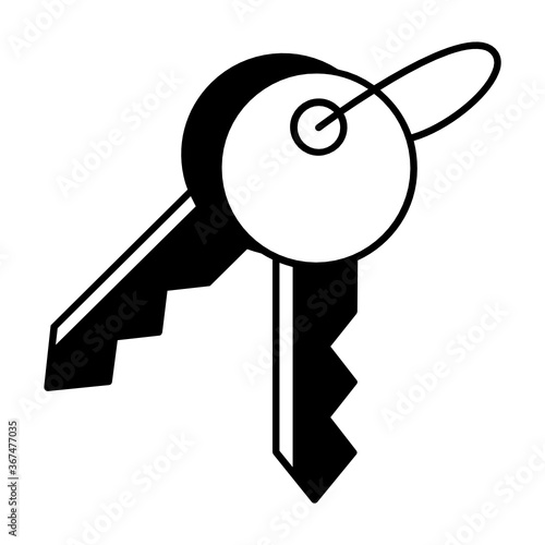 Pair of Steel Keys Concept vector glyph Icon design,  Multipurpose  Lock Keys on white background. Home Security Symbol