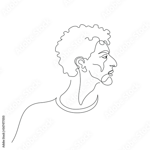 Portrait of a man. Continuous lines minimalistic style. Vector illustration