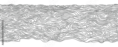 Seamless pattern sea, waves, water. Hand drawing by line. Isolated on white background. Vector illustration