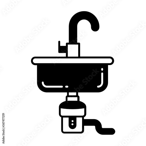 Garbage Disposal Vector Color glyph Design, House bathroom equipment Concept, Kitchen Sink on White background 