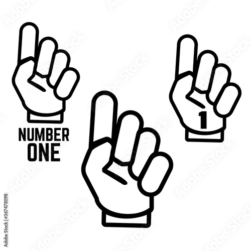Foam fingers vector set. Number one and hand sport best