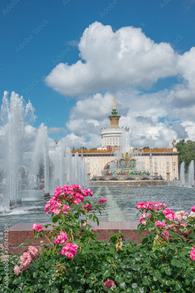 Stone flower Fountain in VDNH park