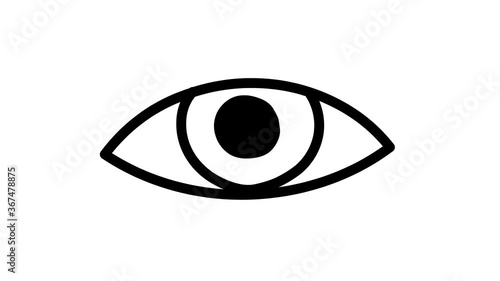 Simple looped animation of human eye drawn with black lines on white background.