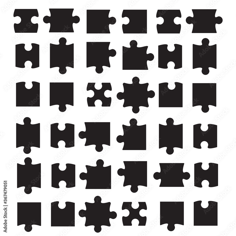 Naklejka premium jigsaw puzzle piece vector template isolated. Jigsaw piece puzzle object illustration