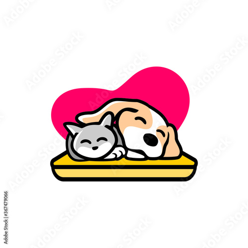 Dog and Cat Logo Cartoon Character. Logo template made on Animals or 
pets theme with simple contents. Unique cartoon design for blog, 
hotel, pet shop, veterinary clinic, etc