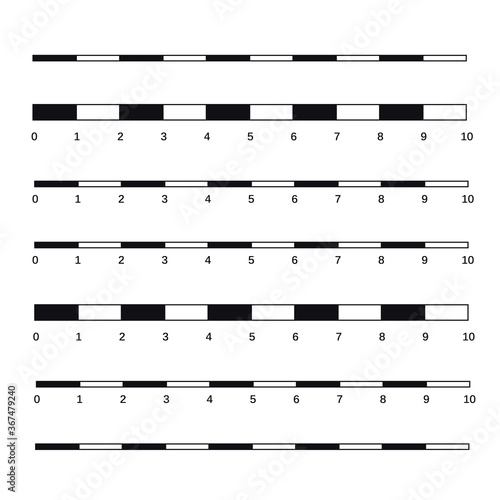 Map scales graphics for measuring distances. Scale measure map vector. Latitude and longitude distance