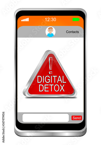 Smartphone with Digital Detox Button - 3D illustration