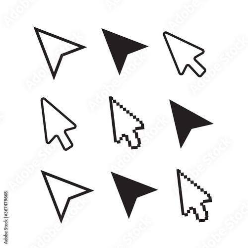 Mouse cursors. Computer finger pointers vector. Mouse pointer finger flat