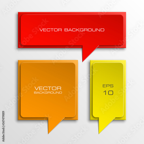 Colloquial cloud on a rectangular background. Square banner. Three speech bubbles. Abstract vector banner. Design shape. Rectangle form.