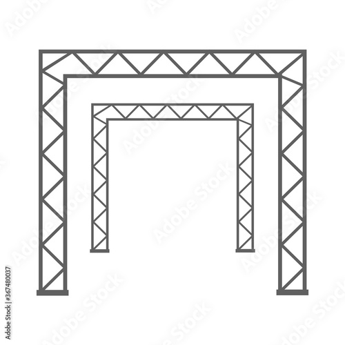 Steel truss girder 3d construction equipment. Metal framework isolated vector illustration. Framework steel, schematic material prefabricated project