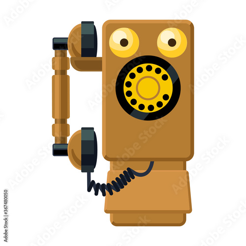 Retro phone vector icon.Cartoon vector icon isolated on white background retro phone.