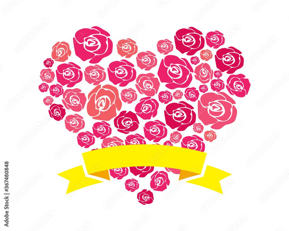 バラの花のベクターイラスト ハートの形をした薔薇の花 Stock Vector Adobe Stock