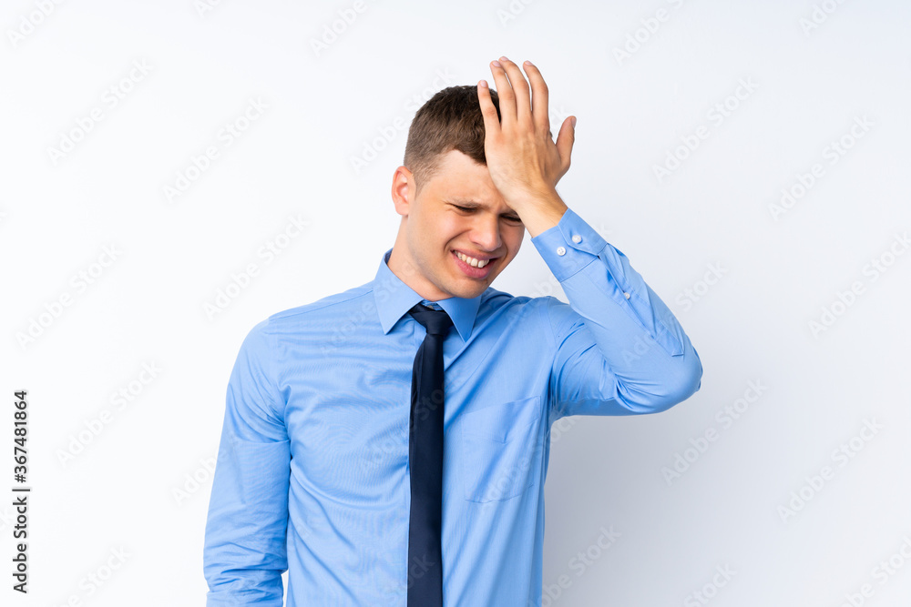 Young handsome businessman having doubts with confuse face expression Young handsome businessman having doubts with confuse face expression