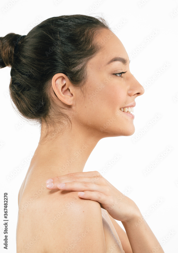 Profile woman beautiful face cosmetic concept Profile woman beautiful face cosmetic concept