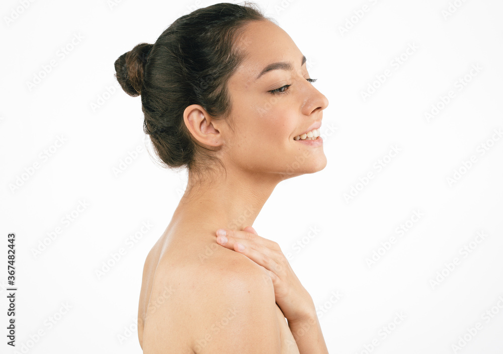 Profile woman beautiful face cosmetic concept Profile woman beautiful face cosmetic concept