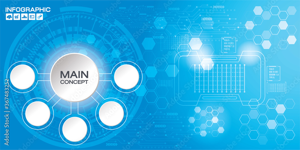 Obraz premium Abstract technology hi-tech background. Dark blue color.