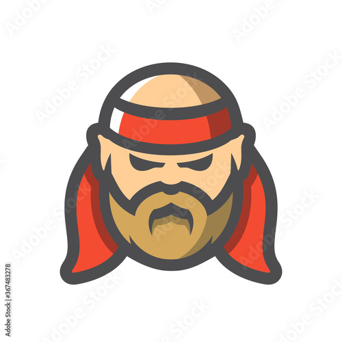 Old Pirate with red bandage Vector icon Cartoon illustration.