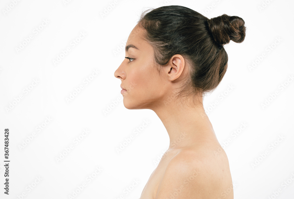 Woman face profile healthy skin teeth smile Woman face profile healthy skin teeth smile
