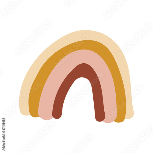 Vector adorable rainbow clipart in trendy Scandinavian style. Funny, cute, hygge illustration for poster, textile, decoration kids playroom or greeting card. Hand drawn print.
