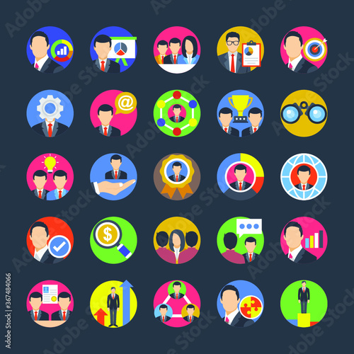 Flat Vector Icon Pack Of Team Management 