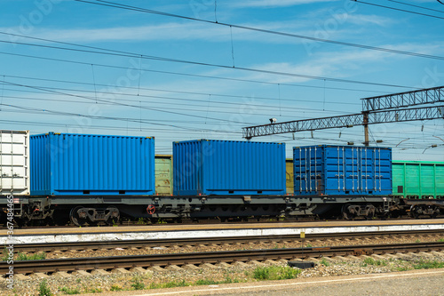 Cargo containers at a railway station in Russia