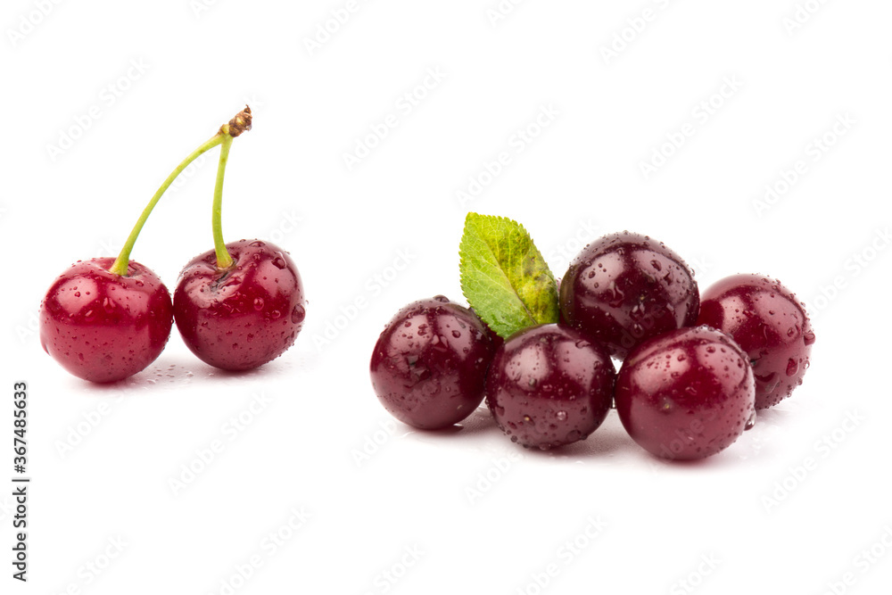 Сherry berries isolated on white background. With clipping path.