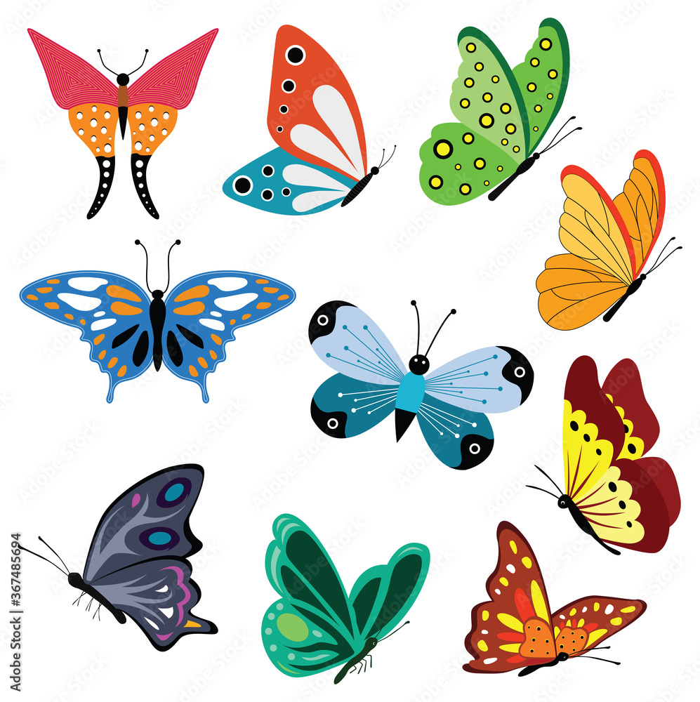 Beautiful Butterflies design vector set Beautiful Butterflies design vector set