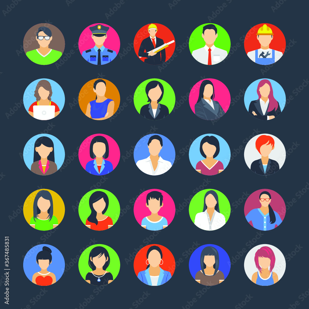 Flat Icon Set of Avatars Flat Icon Set of Avatars