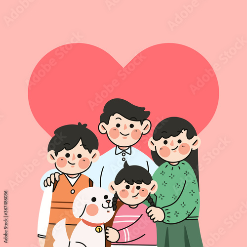 Happy Get Along Family Doodle Draw Illustration