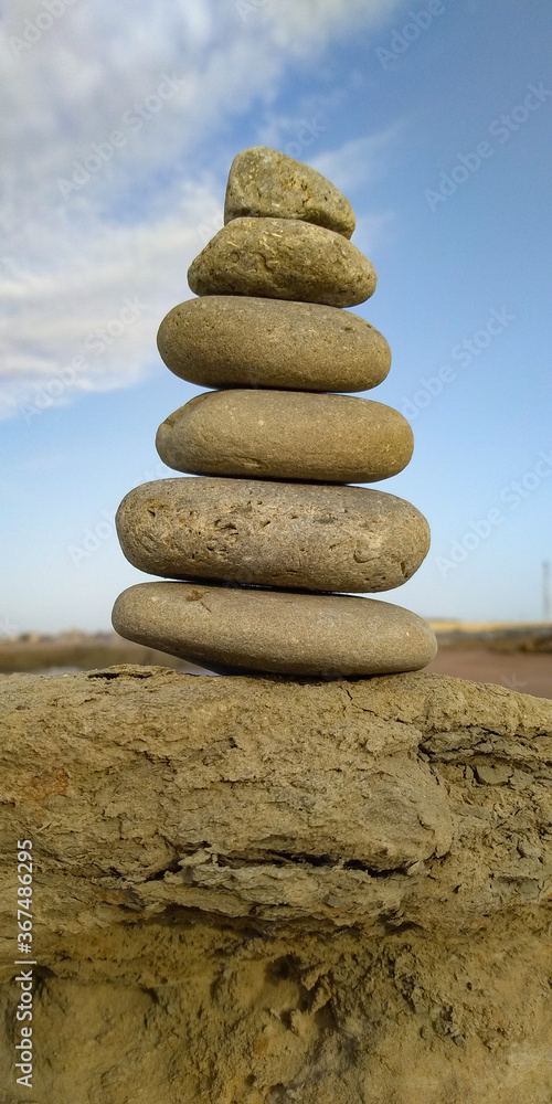 Fototapeta premium stack of stones or hand building stone
