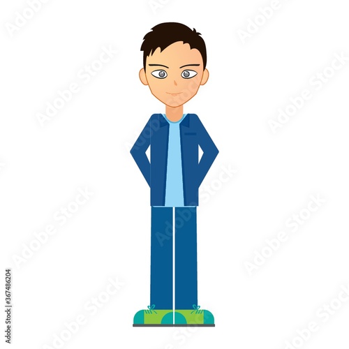 boy in sweatpants and jacket