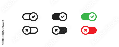 Switch button simple icon for web design. Off toggle vector illustration set in vector flat