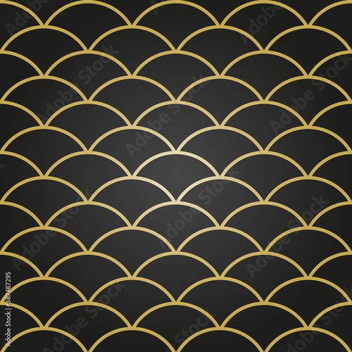 Seamless vector ornament. Modern background. Geometric modern golden wavy pattern