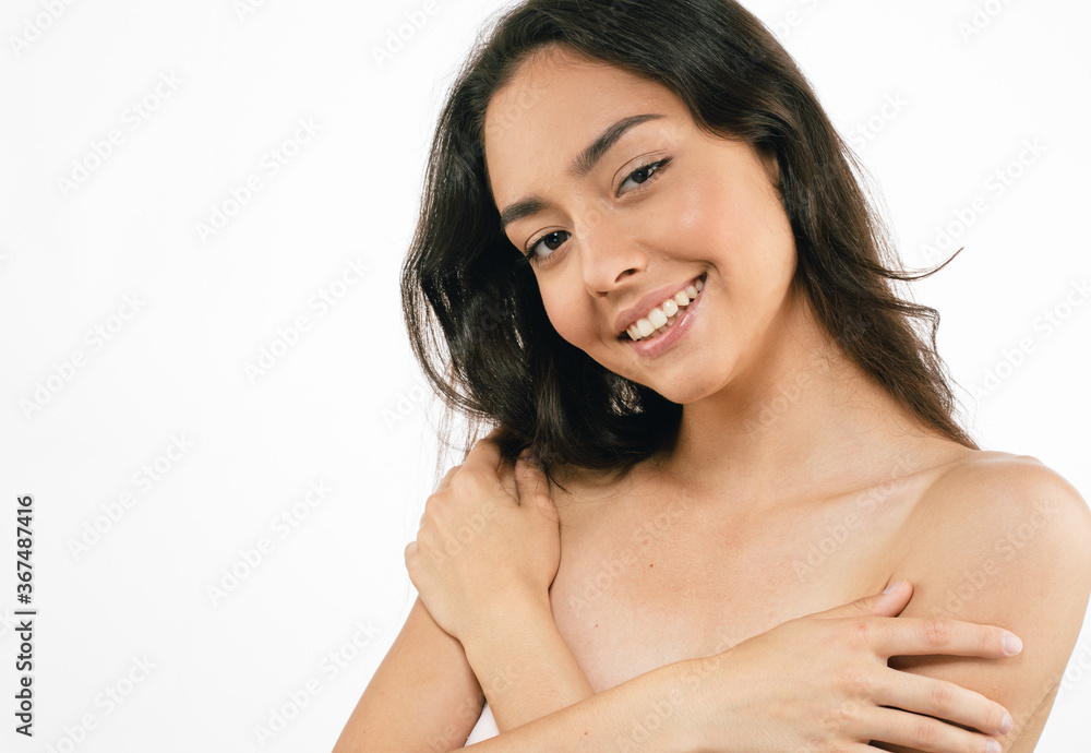 Long hair woman beauty skin care face Long hair woman beauty skin care face