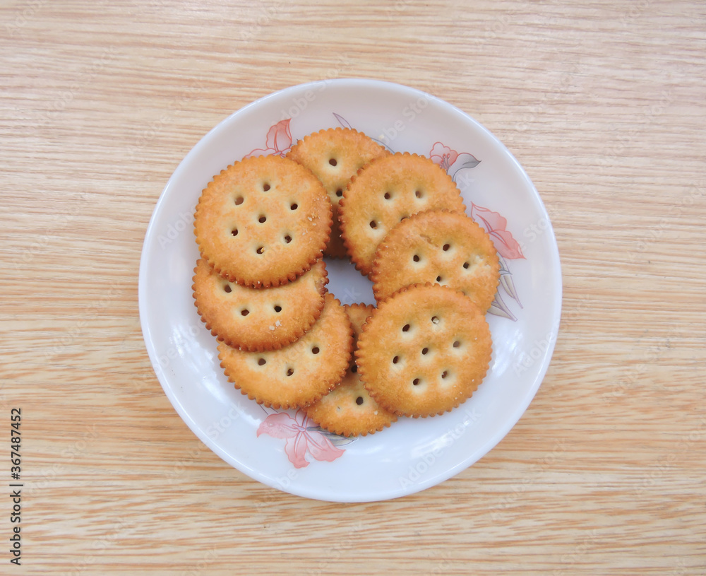 Salty biscuits in isolated background Salty biscuits in isolated background