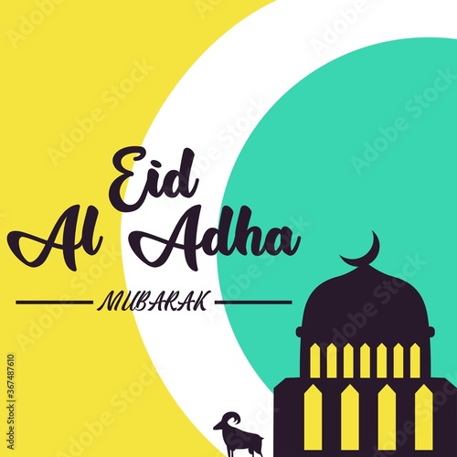 Mosque with Goat Eid Al Adha Background