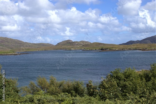 lake in the mountains in summer, outer hebrides, scotland