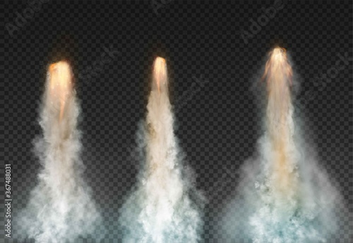 Space rocket bomb Smoke isolated on transparent background. Vector illustration