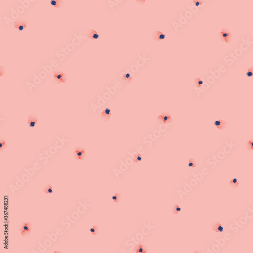 Vector painted pink petals flower seamless pattern
