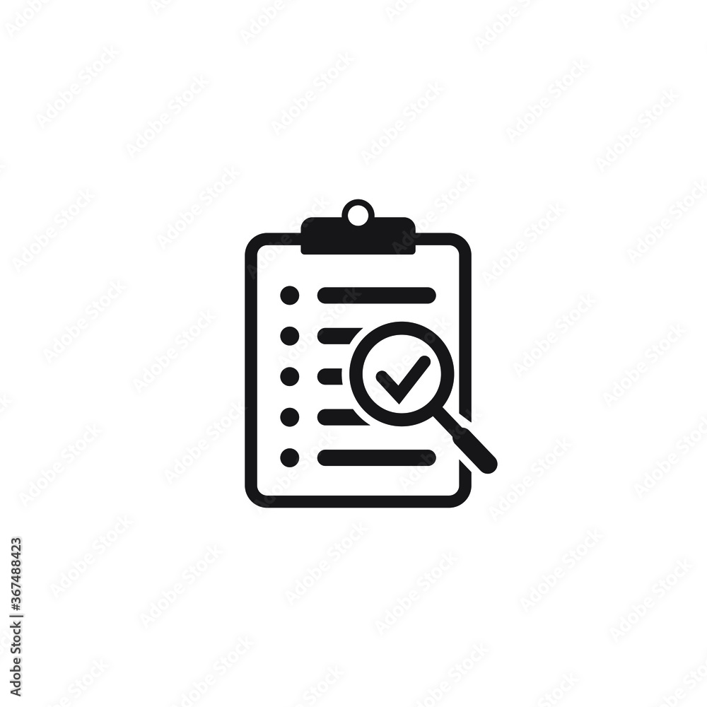 Document with magnifier loupe icon business concept. File search icon, document search, vector isolated. Document with magnifier loupe icon business concept. File search icon, document search, vector isolated.