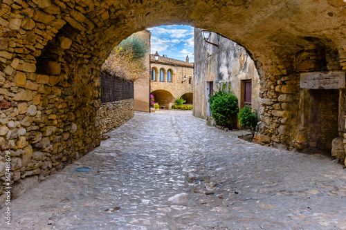 Street in the Medieval Village of Peratallada (Catalonia, Spain)