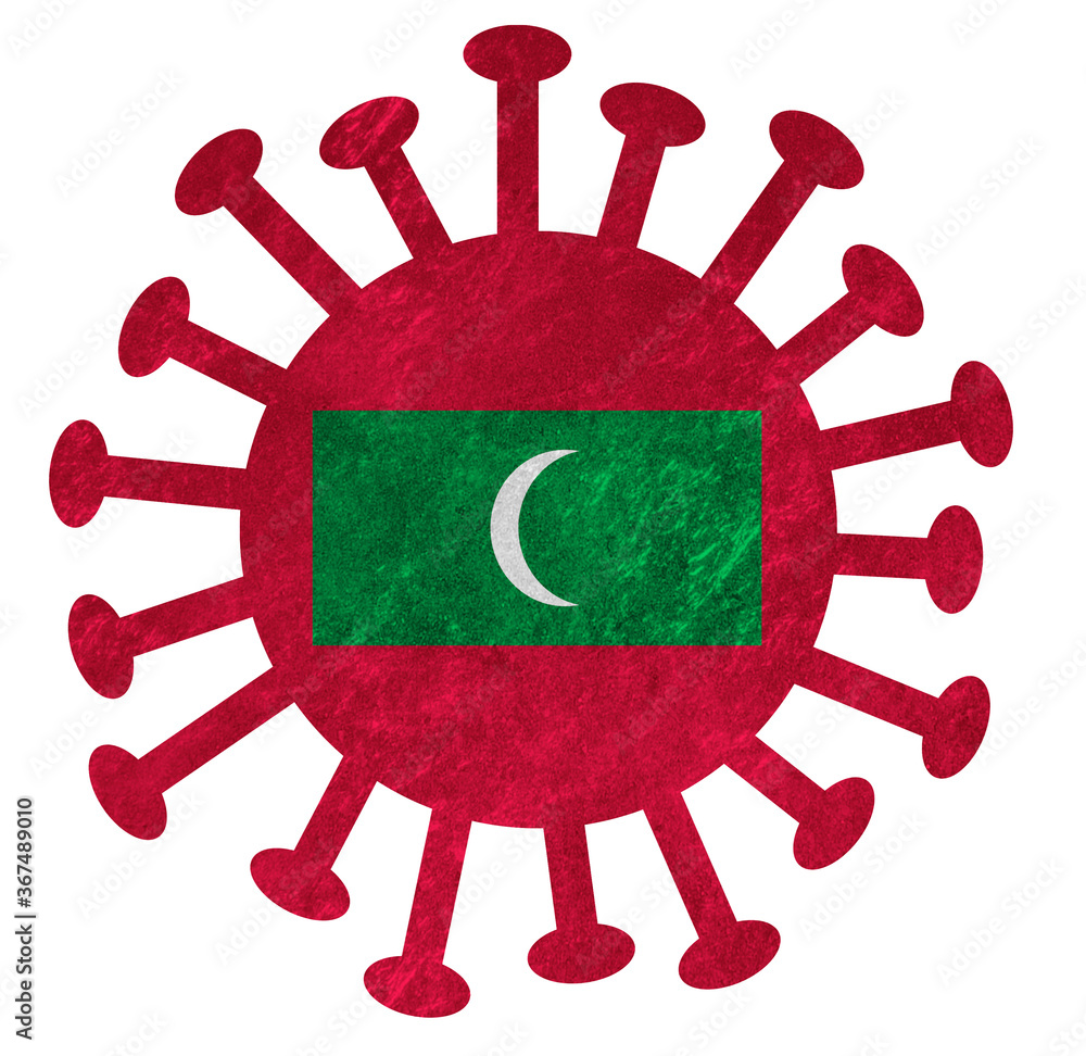 The national flag of Maldives with corona virus or bacteria The national flag of Maldives with corona virus or bacteria