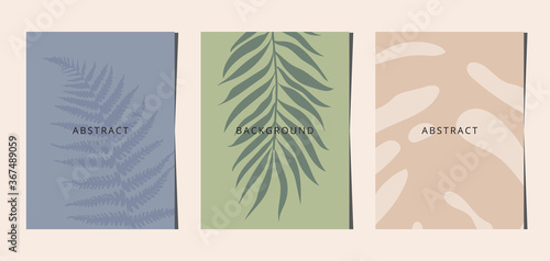 Social media banners  a beautiful leaf  and flower set of social media post templates with minimal abstract organic shapes composition can be used also card  cover  Vector illustration.