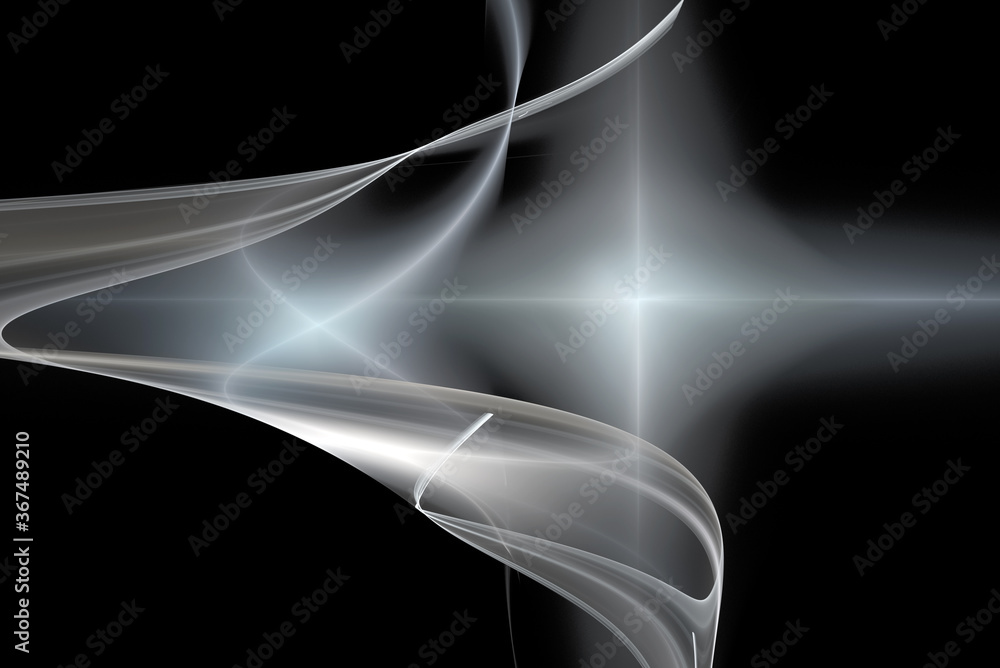 Obraz premium Fractals, abstract white stars on a black background