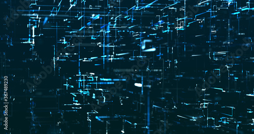 Abstract digital network data background, 3D rendering illustration