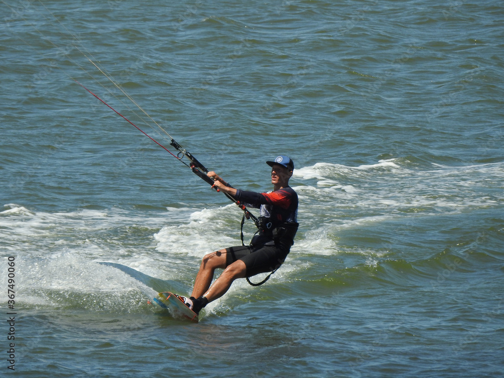 kitesurfing on the sea