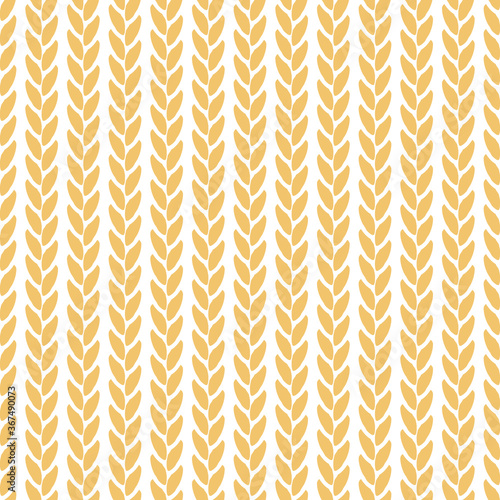 Bread seamless pattern. Oats, wheat, grain, rice background. Geometric texture with ears of wheat for design wrapping paper, wallpapers, prints. Simple backdrop ears for bread. Vector illustration 